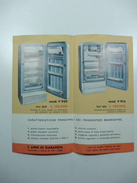 Frigoriferi Magnadyne. Pieghevole pubblicitario